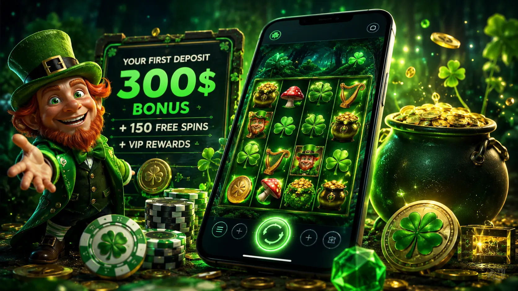 Patrick Spins Casino welcome package — up to 450% and £3,000 with up to 300 free spins